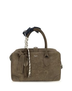 Golden Goose Vita Medium Leather Travel Bag Military - Metallic