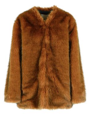 Isabel Marant 'Aglae' Polyester Faux Fur Coat - Brown