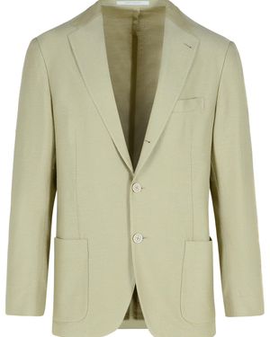 Eleventy Cream Cotton Blend Blazer - Green