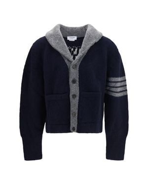Thom Browne Browne 65 Hooded Jersey Cardigan - Blue