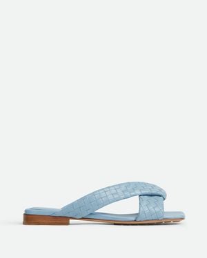 Bottega Veneta "Riva" Mules Flat Sandals - Blue