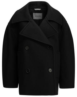 Balenciaga "Cocoon" Short Coat - Black