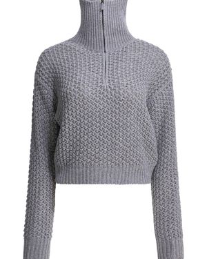 Max Mara Wool Blend Half-zip Sweater Knitwear Gray