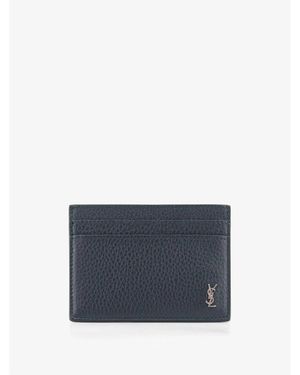 Saint Laurent Tiny Cassandre Card Holder - Blue