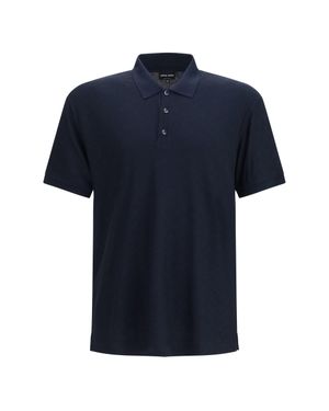 Giorgio Armani Viscose And Polyester Polo Shirt - Blue