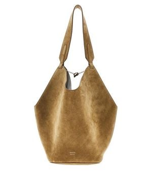 KHAITE Small Suede Leather 'Lotus' Tote Bag - Brown