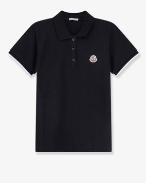 Moncler Cotton Polo Shirt With Logo Patch - Black