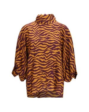 Kristina Ti Viscose Silk Blouse - Brown