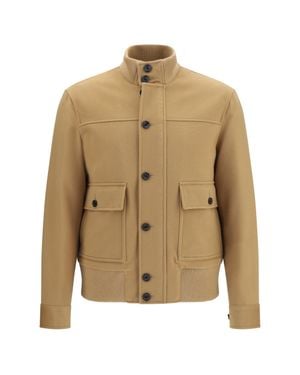 Lardini Buttoned Jacket With Ribbed Trims - Natural