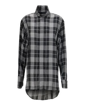 Phoebe Philo Custom Tux Shirt Ombré Check Viscose - Grey