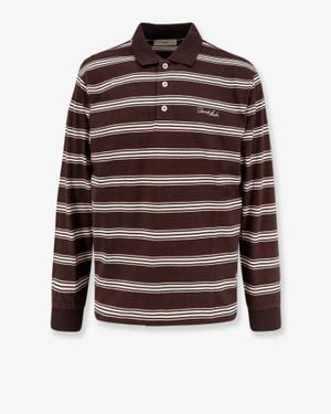 DUNST Cotton Polo Shirt With Striped Pattern - Red