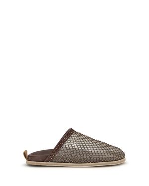 forte_forte Forte_Forte Mesh Mules With Rhinestones - Brown
