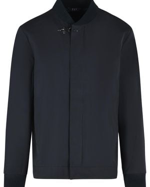 Fay Cotton Blend Microfaille Bomber Jacket - Blue