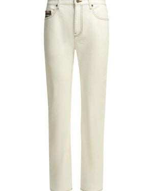 Burberry Dalia Check Cotton Elastane Straight Leg Jeans - Natural