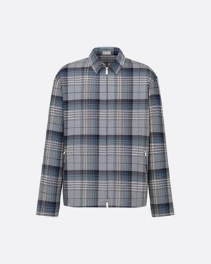 Dior Checked Zip-Up Shirt - Blue