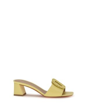 Santoni Leather Sandals Mules - Metallic