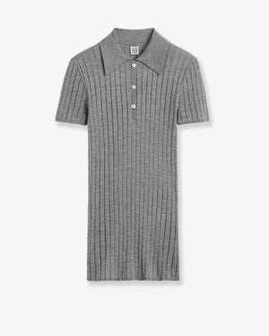 TOTEME Cashmere And Silk Blend Polo Shirt - Grey