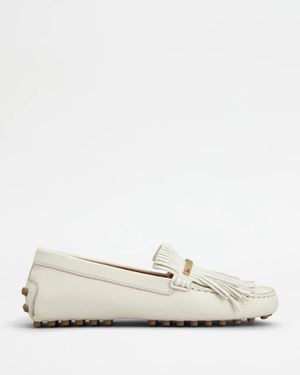Tod's "Gommino" Leather Loafers - White