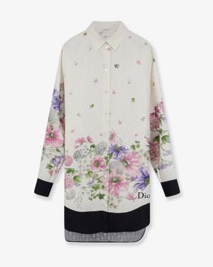 Dior Dior Silk Shirt With Dior Hortensia Garden Print - White