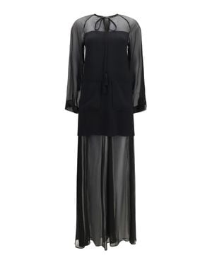 forte_forte Georgette Crêpe Long Dress - Black