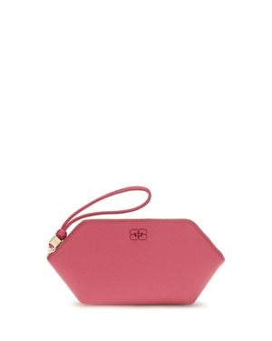 Ganni Grained Leather Bou Pouch - Pink