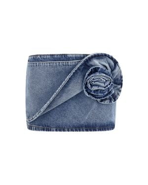 Magda Butrym Mini Skirt Twisted Floral Denim - Blue