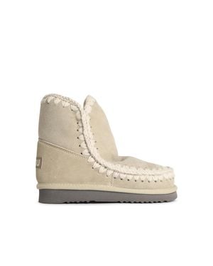 Mou Eskimo 18 Glitter Logo Vanilla Suede Ankle Boots - Natural