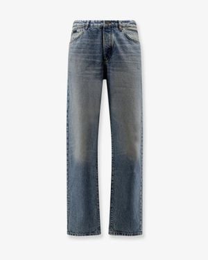 BOSS Cotton Jeans With Back Suede Logo Patch - Blue