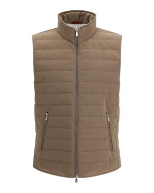Brunello Cucinelli Quilted Vest Jacket - Brown