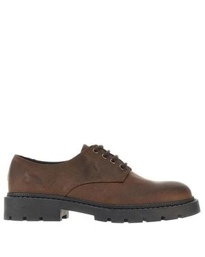 Bianco Leather Lace-Up Loafers - Brown