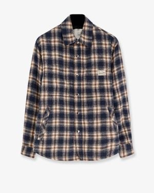 DUNST Flannel Jacket Madras Pattern - Blue