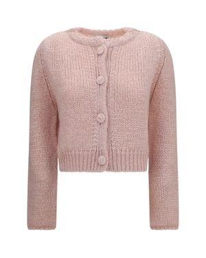 forte_forte Chunky Knit Cardigan Loto - Pink