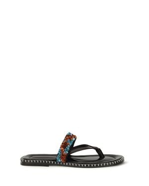 Dries Van Noten Slip-On Leather Sandals With Sequins - White
