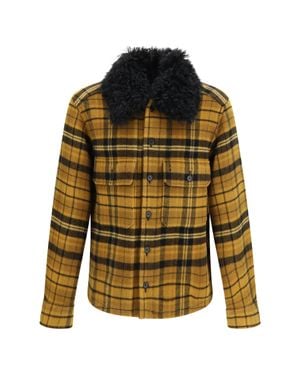 Fendi Check Wool Blouson Jacket - Yellow