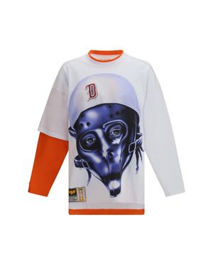 PDF CHANNEL Long-Sleeve T-Shirt With Print Mask - Blue