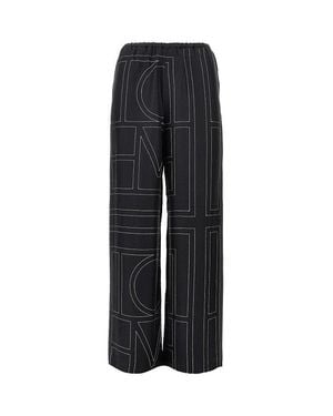 TOTEME Monogram Silk Pyjama Trousers - Black