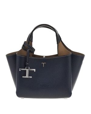 Tod's Grained Leather Mini Shopping Bag - Blue