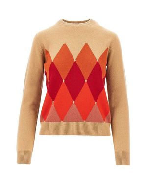 Ballantyne Cashmere Lozenge Jumper - Red