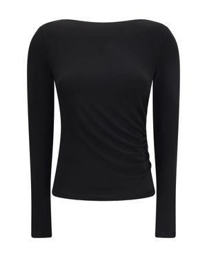 Max Mara Pure Long-Sleeve Ruched Top Nero - Black