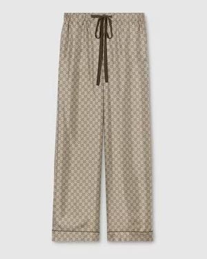 Gucci Gg Silk Trousers - Natural