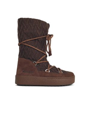 Moonboot Ltrack Knit Cocoa Wool Blend Boots - Brown