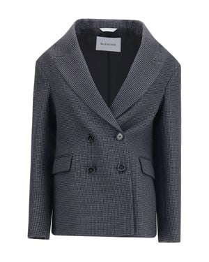 Balenciaga Double-Breasted Wool Blazer - Black