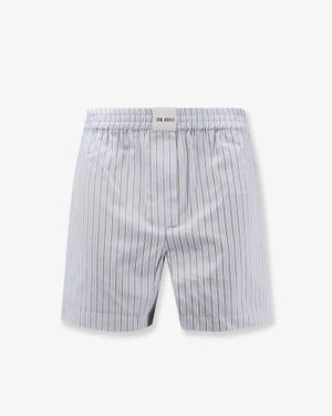 The Attico Striped Cotton Shorts - Grey
