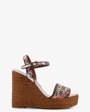 Dolce & Gabbana Dolce & Gabbana Raffia Sandals With Floral Embroidery - Brown