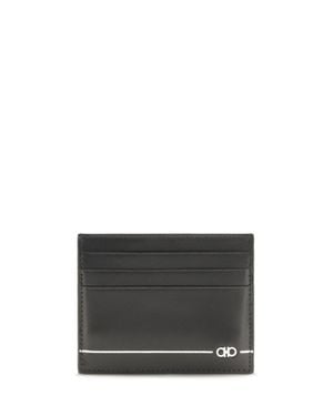 Ferragamo Leather Card Holder - Grey