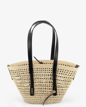 Loewe Paula's Ibiza Braid Raffia Leather Shoulder Bag - Metallic