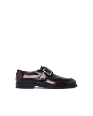 Marni Burgundy Leather Loafers - White