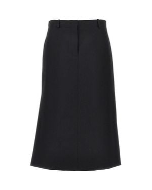 Fendi Grain De Poudre Wool Midi Skirt - Black