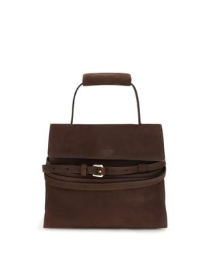 Moschino Medium Top Handle Bag With Buckle Detail - Brown
