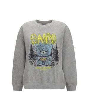 Ganni Isoli Teddy Forest Sweatshirt Paloma - Gray